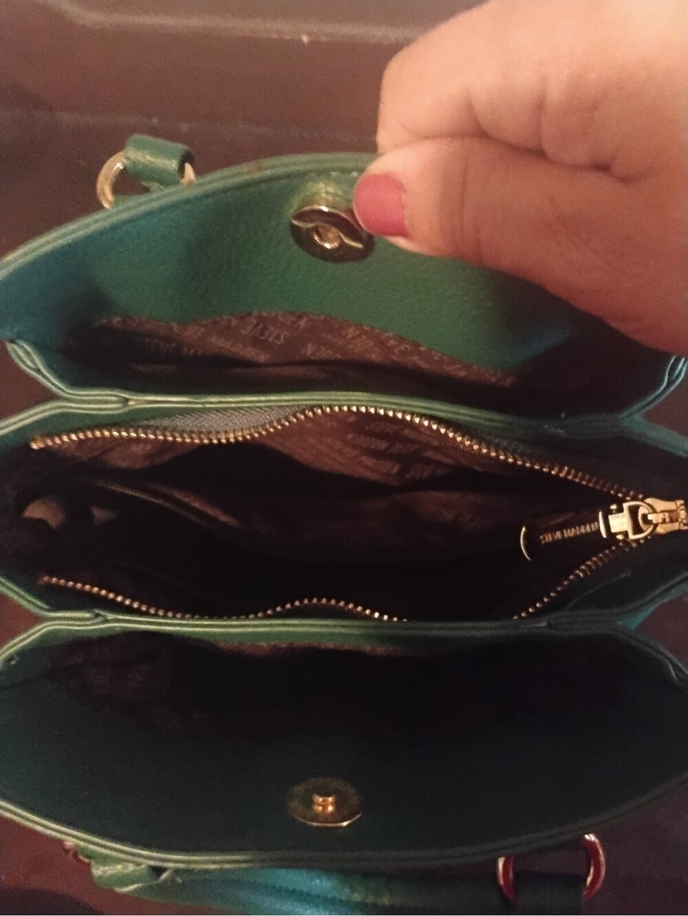 Steve Madden Green Faux Leather Structured Satchel Crossbody Bag - Picture 6 of 6